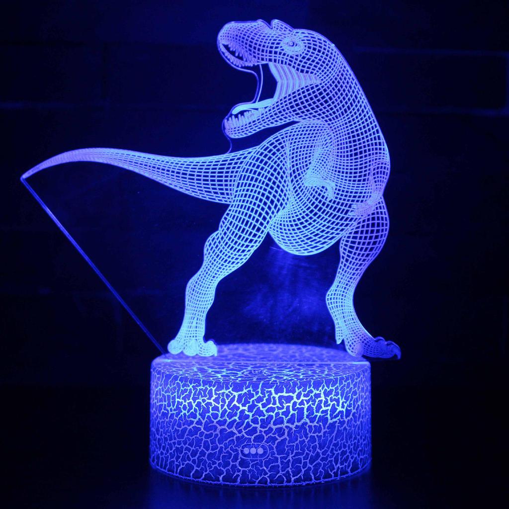 Dinosaur Series 3D LED Night Light - Remote Control, Seven-Color Touch, Creative Bedside & Desk Lamp Gift
