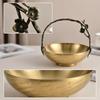 Metal Fruit Bowl with Handle Floral Decorative Centerpiece Vintage-Style