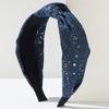 Harmony Wide Knot Denim Polka Dot Headband for Women