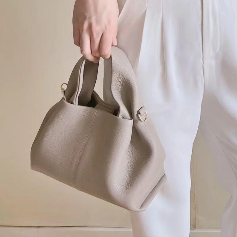 

Cloud Dumpling Bag Lunch Bag Commuter Bag Genuine Leather Women s Bag Small Bag Satchel Crossbody Soft Leather Elephant Gray