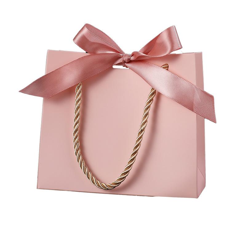 20pcs Pretty Pink Kraft Gift Bag Gold Present Box for Gift  Books Packaging Gold Handle Paper Box Bags Kraft Paper Gift Bag