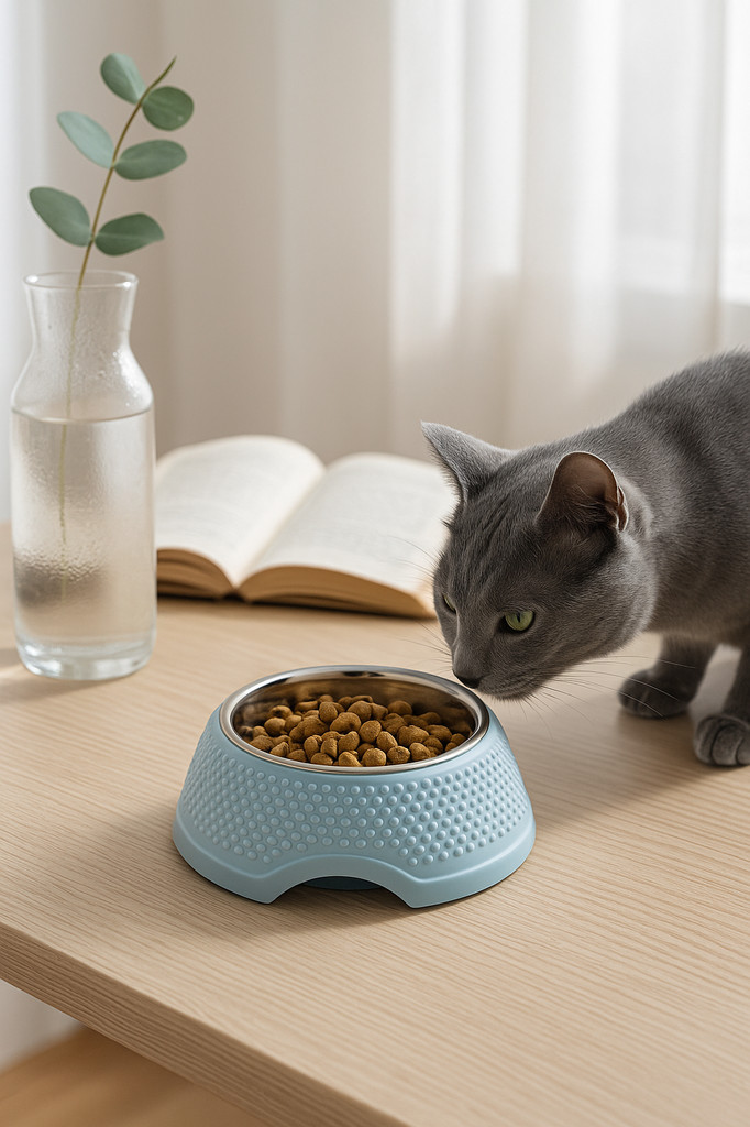 Futternapf, Reisnapf für Katzen, Katzennapf, Hundenapf, Kunststoff-Edelstahl, kippsicher, großes Fassungsvermögen, großer Hundenapf