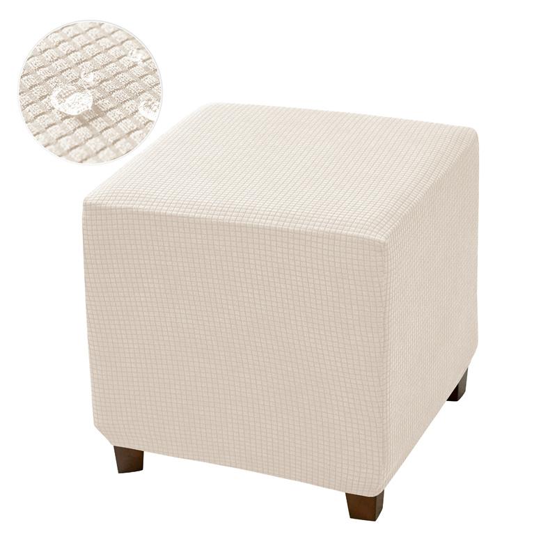 

Stretch Square Ottoman Cover Water Repellent Polar Fleece Footstool Slipcover for Bedroom Footrest Covers Furniture Protector S