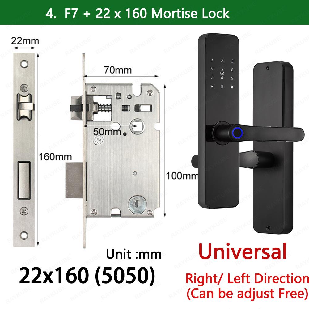 RAYKUBE F7 Zamek Smart na Odcisk Palca TT Lock Elektryczny Zamek do Drzwi z Dłuższymi Większymi Panelami Klamki Lustrzany Design Zdalne Sterowanie Aplikacją