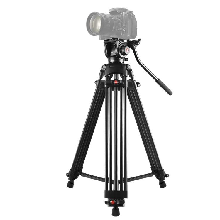 PULUZ Professional Heavy Duty Video Camcorder Aluminum Alloy Tripod with Fluid Drag Head for DSLR / SLR Camera, Adjustable Height: 80-160cm(Black) чёрный