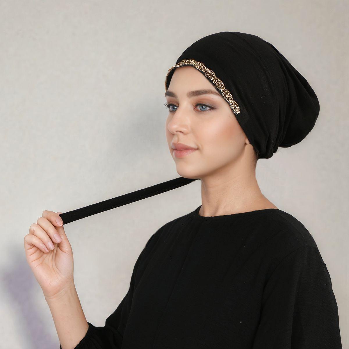 

Solid Rhinestone Muslim Woman Hijab Islamic Jersey Turban Women Ninja Underscarf Caps Instant Head Scarf Inner Coverings hats