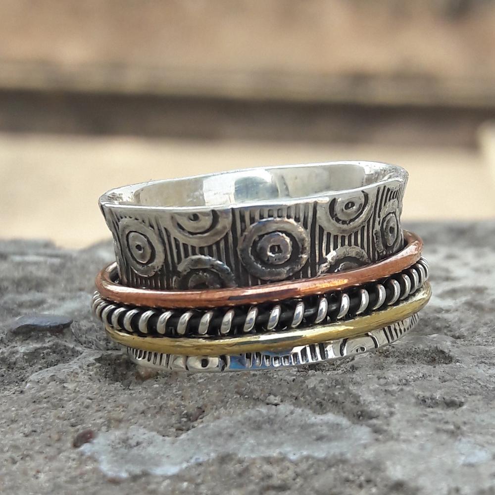 Spinner Ring, Fidget Ring, Flower Spinner Ring, Solid 925 Sterling Silver Ring, Anxiety Ring, Spin Ring, Handmade Ring, Meditation Ring, New Year Gift