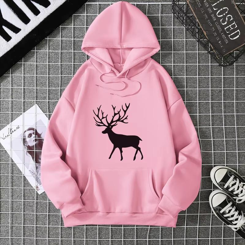 Warm Fleece Sweatshirt Nine-Color Deer Series Unisex Printed Sweatshirt Fleece Autumn And Winter Inner And Outer Wear CYXX346
