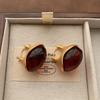 Retro Amber Clear Gemstone High-end Earrings, Ear Buckles, Cold Artistic Atmosphere, Niche Fashion Light Luxury Earrings Women
