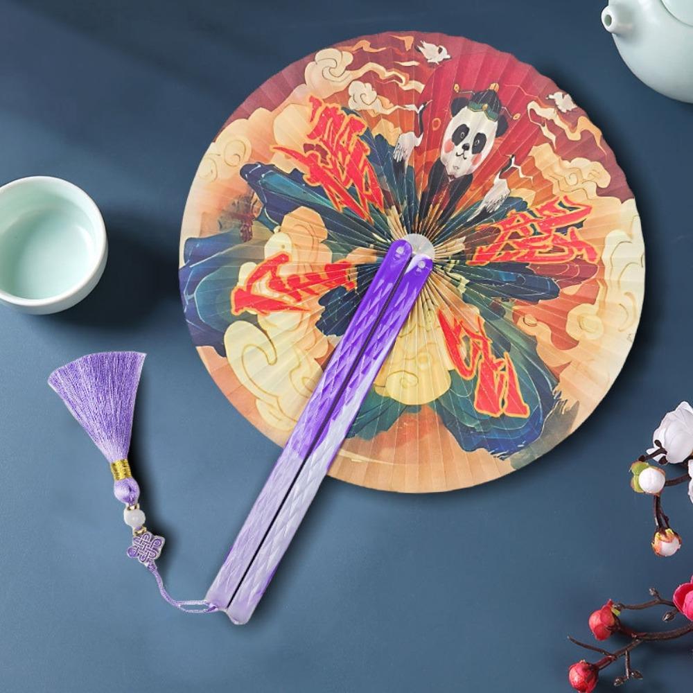 with Tassel Chinese-Style Shell Fan Magnetic Plastic Handle Retro Handheld Fan Home Decoration
