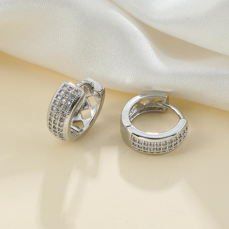 Huazi Style Zircon Stud Earrings for Women - Gold-Plated, Non-Fading Luxury Jewelry