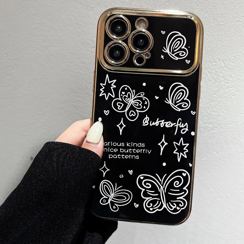 Large Windows Suitable for Apple 15PROMAX 13 Protective Case Big Butterfly Black Soft Shell IPhoneXSMAX Mobile Phone Case