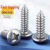 Bairuite 304PA Stainless Steel Round Head Phillips Self-Tapping Screw