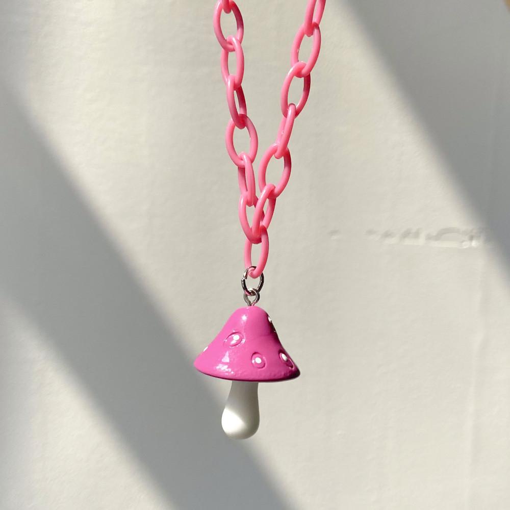 Colorful Resin Mushroom Necklace For Women Stunning Geometric Style Fashion Jewelry