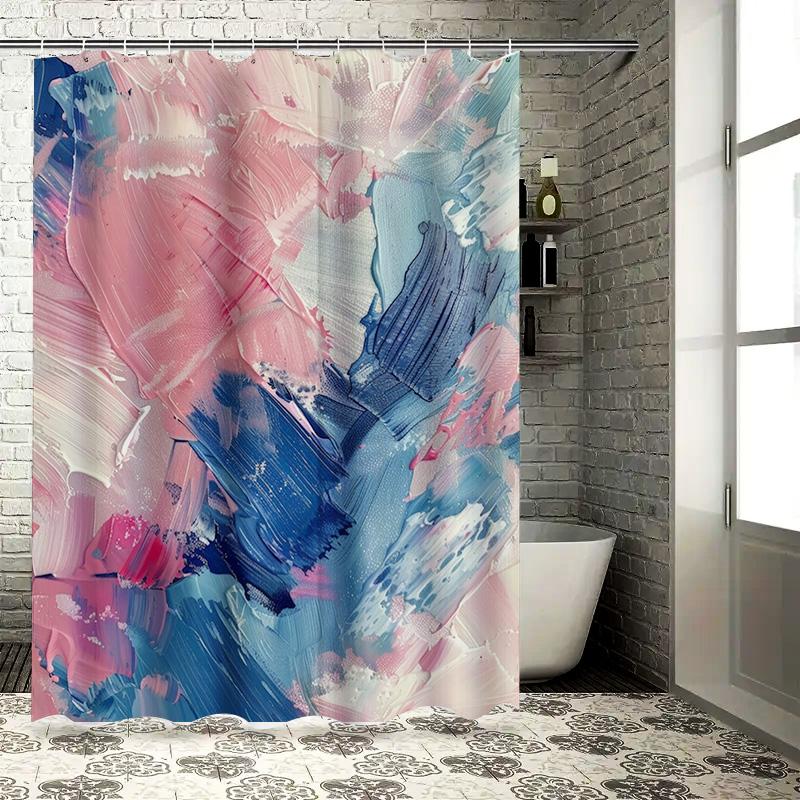 

Brushstroke Blue Pink Shower Curtain Abstract Design for Bathroom Decor 3D Printed Waterproof Fabric 90x180cm