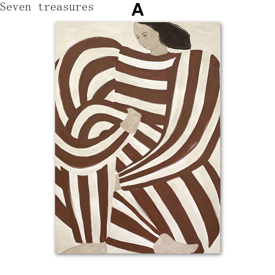 

Abstract Line Geometry Curve Girl Wall Art Print Canvas, Modern Nordic Poster, Gallery Wall Picture for Living Room Decoration 21x30cm No Framed