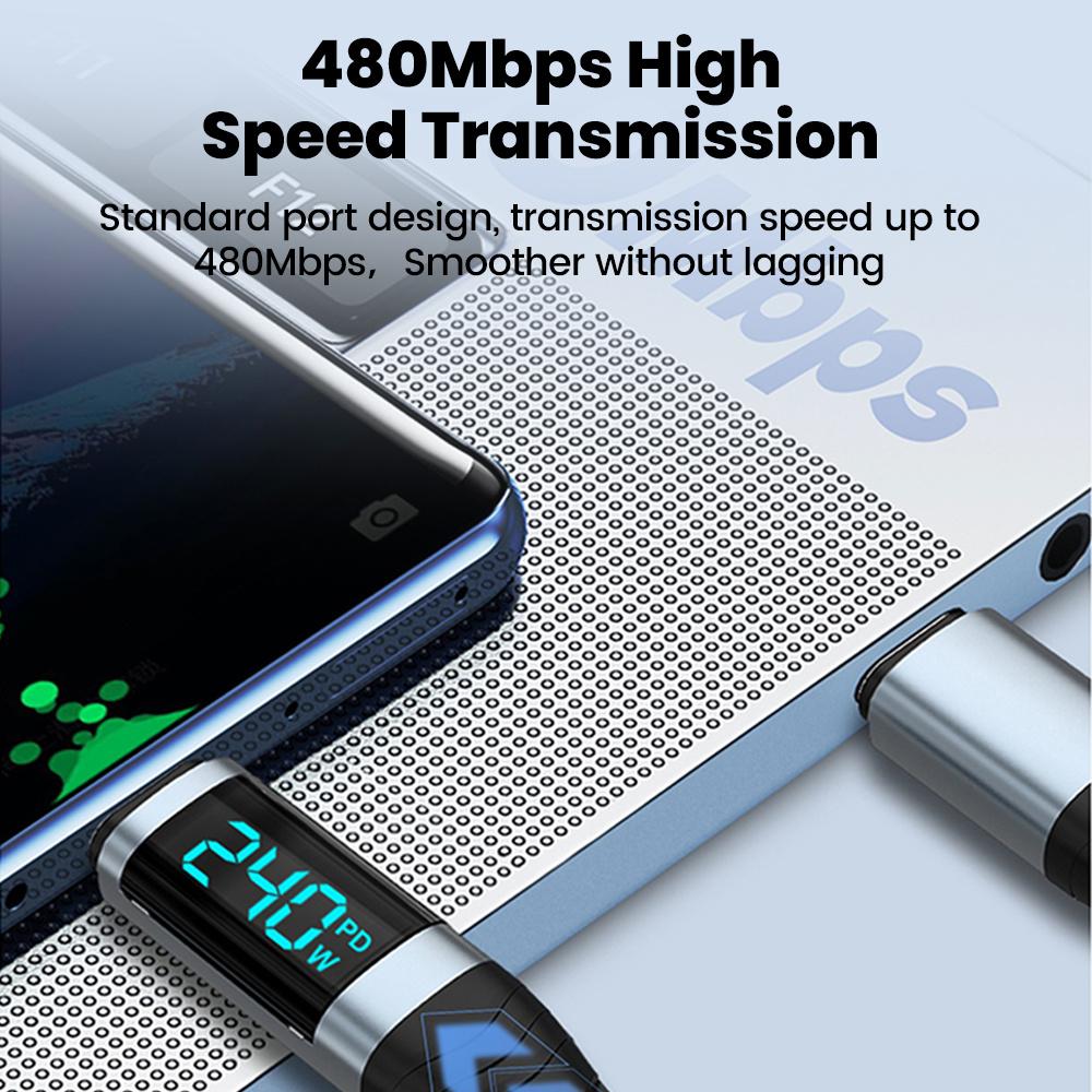 240W Type C to Type C Cable PD 3.1 Super Fast Charging Digital Display Cable USB C To Type-C Data Cord For iPhone Samsung Xiaomi