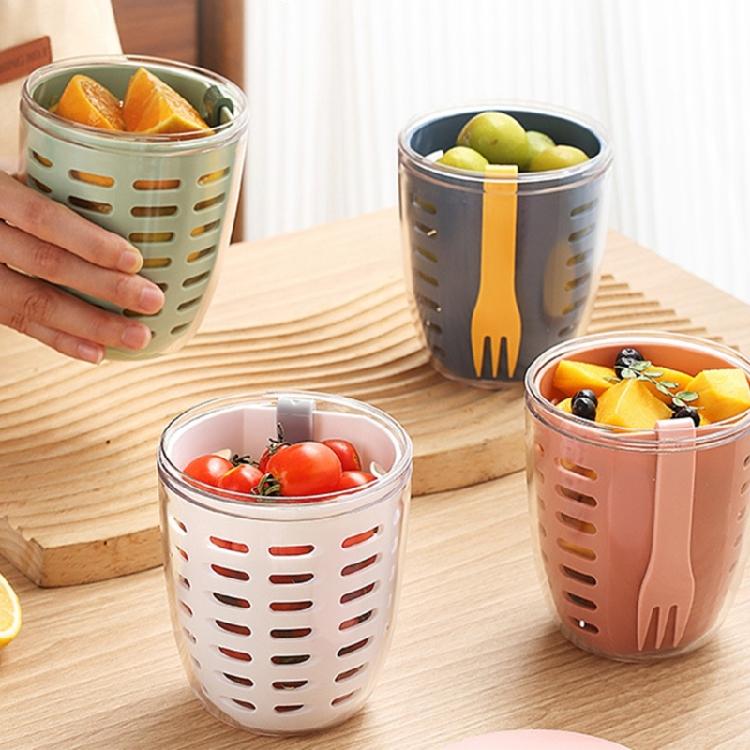 Single 600ml Salad Bowl with Detachable Fork Strainers Basket Kitchen Supplies