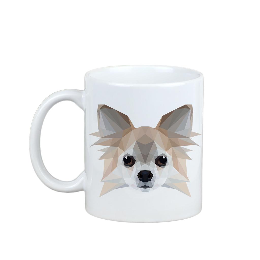 Chihuahua Długowłosy -Kubek Ze Zdjęciem I Napisem Geometryczny Pies Art-Dog