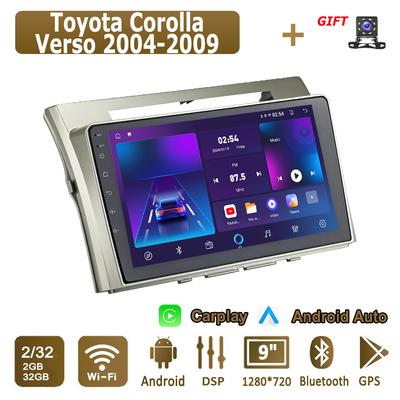 Toyota Corolla Verso 2004-2009 için Android Carplay Araba Radyosu Multimedya Oynatıcı Baş Ünitesi Stereo GPS Navigasyon BT WIFI 2+32GB
