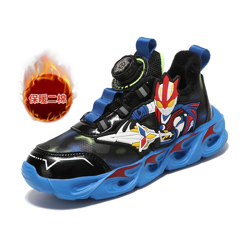 

Glowing light shoes boys 2025 children s new trend leather shoes autumn Ultraman sports shoes spring 35
