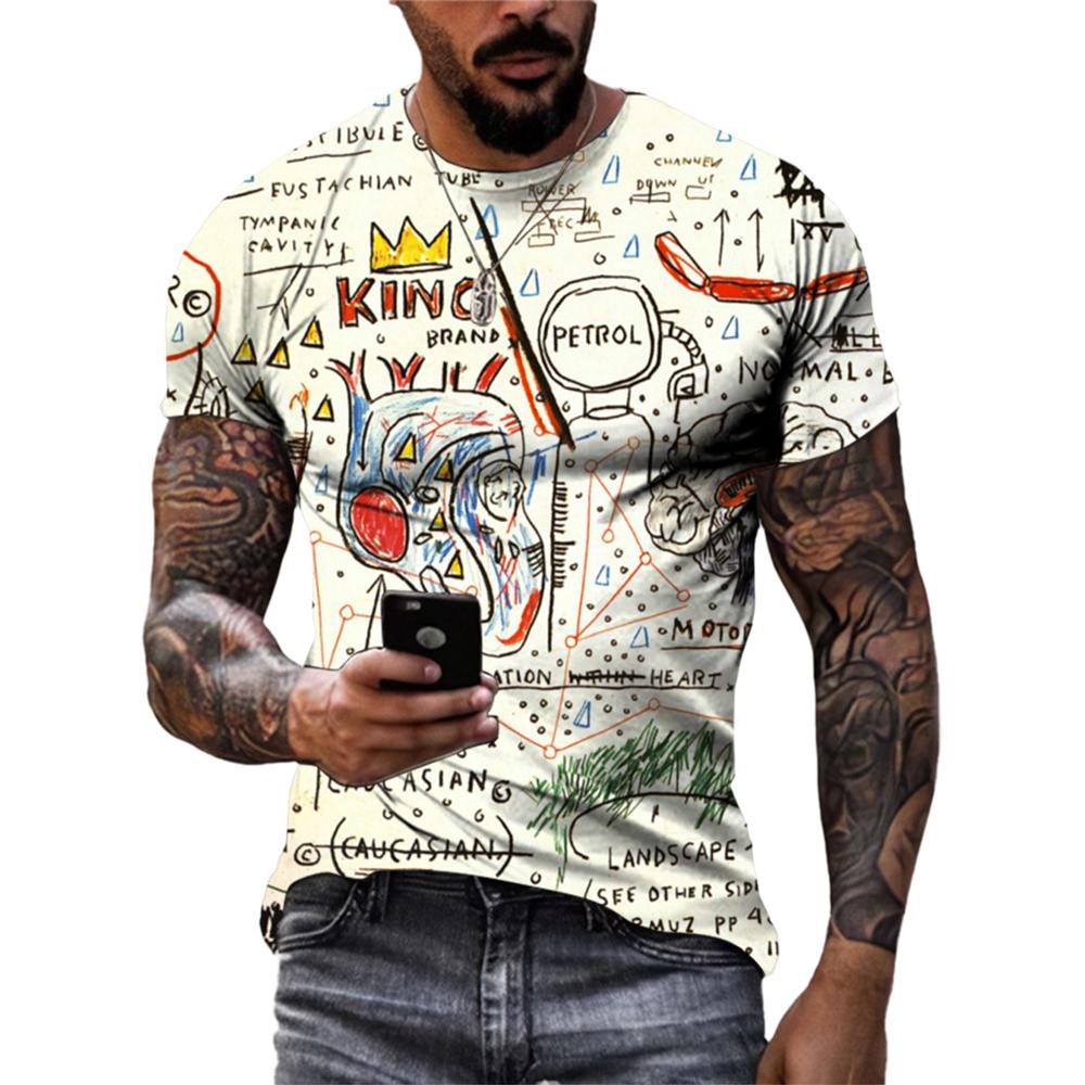New Summer Hip-Hop Personality Graffiti Pattern T-shirt Fashion Printing Casual Short Sleeved Loose Oversized T-shirt