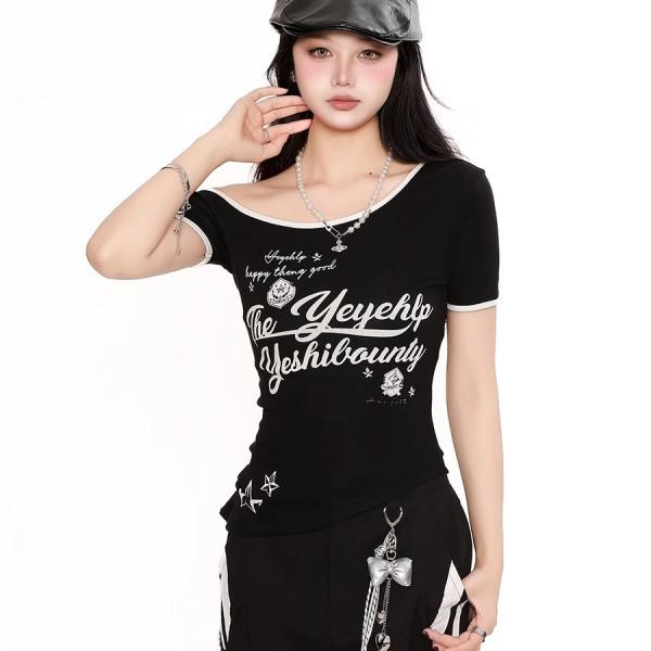 Y2K Spicy Irregular One-Shoulder Short Sleeve Top