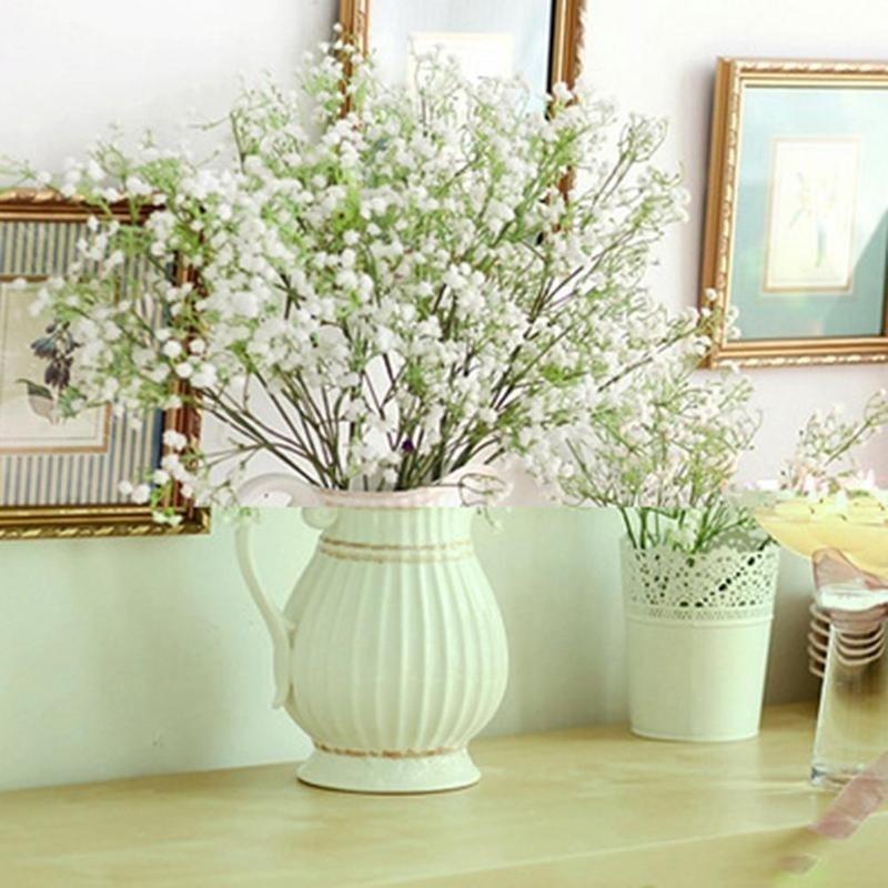 Commodity Artificial Gypsophila Lavender Magnolia Flower Fake Silk Wedding Party Bouquet Home Decor.