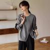 Loose Slit New Chinese Sweatshirt Autumn New Fashionable Casual Simple Sweatshirt for Women