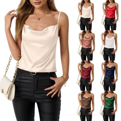 Top Camisola de Satén Casual Suelto de Moda para Mujer Verano