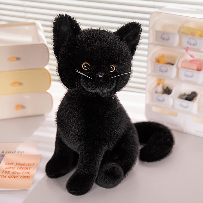 

40cm Plush Cat Doll Toy Gentle Soft Stuffed White Gray Kitten Pillow Pet Deco Simulated Animal Present for Birthday Gift 40cm