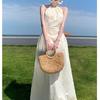 Design-Sense Waist-Baring Halter Dress: Slimming, Tie-Waist, Super-Fairy, Large-Hemmed Vacation Dress