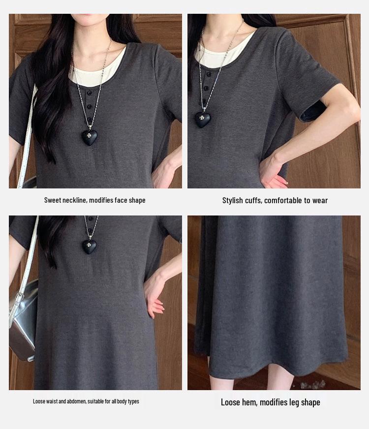 2026 Summer Maternity Slimming Ice Silk Two-Piece Dress
