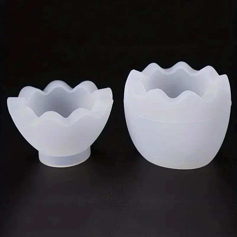 1 Set Egg Shape Candle Jar Silicone Molds Storage Box with Lid Epoxy Resin Mould Egg Candle Cup Decoration Gypsum Dripping Mold