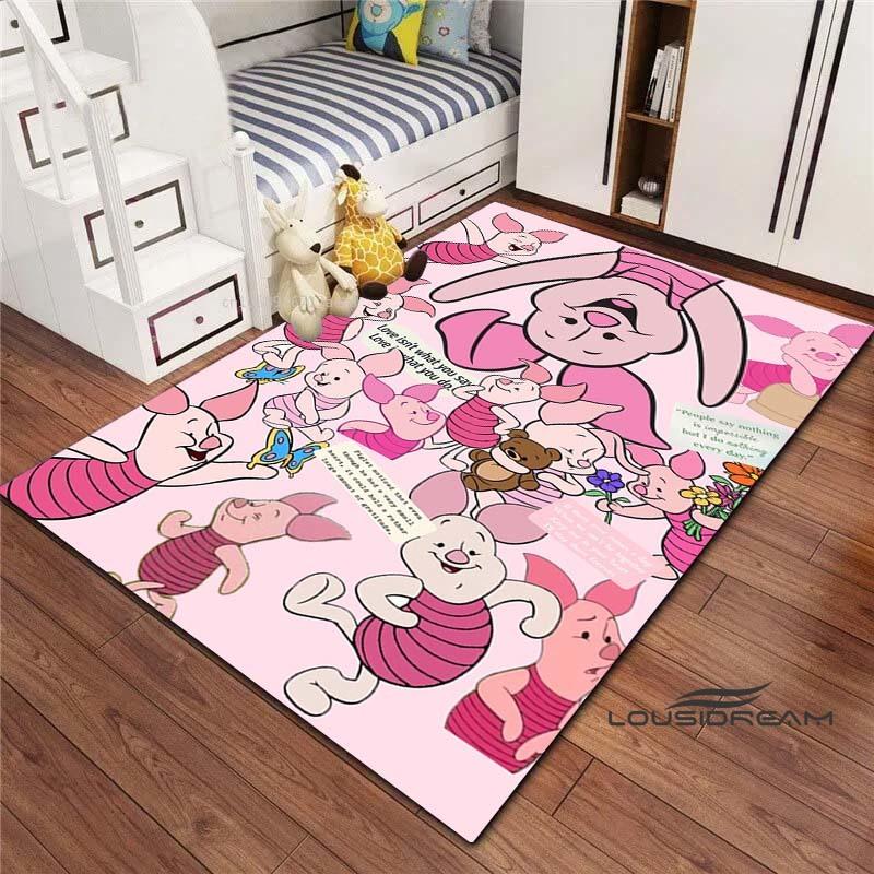 3D printed cartoon (piglet) pattern rugs, suitable for living room, bedroom, children's room, sofas, doormats, non-slip floor