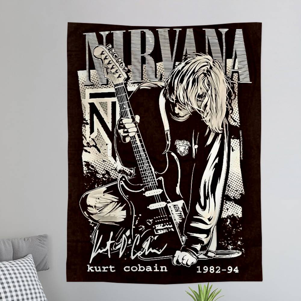ANNirvanaRock Band Printed Large Wall Tapestry Art Science Fiction Room Home Decor Decor Blanket