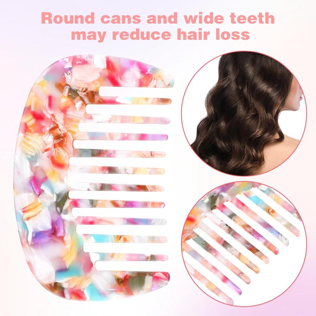 2 Pcs Travel Comb Mini Detangling Combs For Women Wide Tooth Combs Pocket Comb Small For Bangs Curly Wavy Long Hair Daily Hair Care Wet Dry