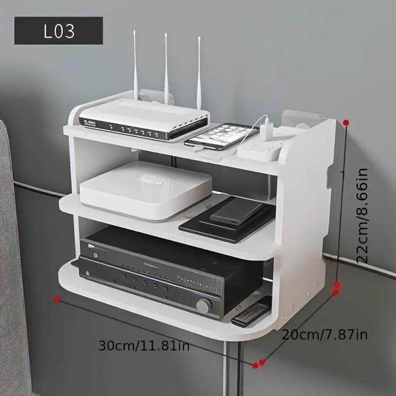 No-Drill Router & TV Box Shelf, 2-Tier Space-Saving Rack.Durable Resin/Foam, Easy Install.Perfect for Home Office & Living Room.