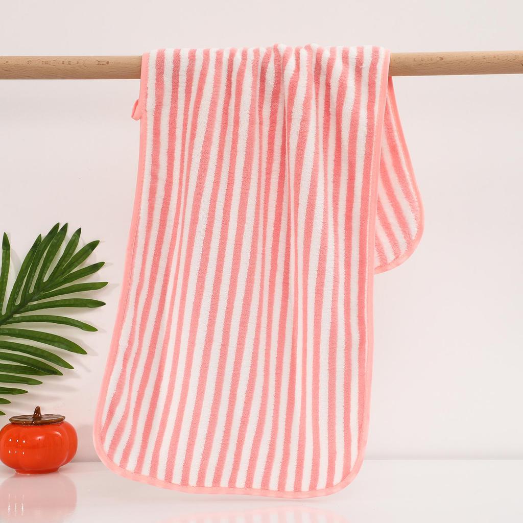 Warp-Knit Striped Coral Fleece Towels: Thick, Absorbent Face & Bath Gift Set