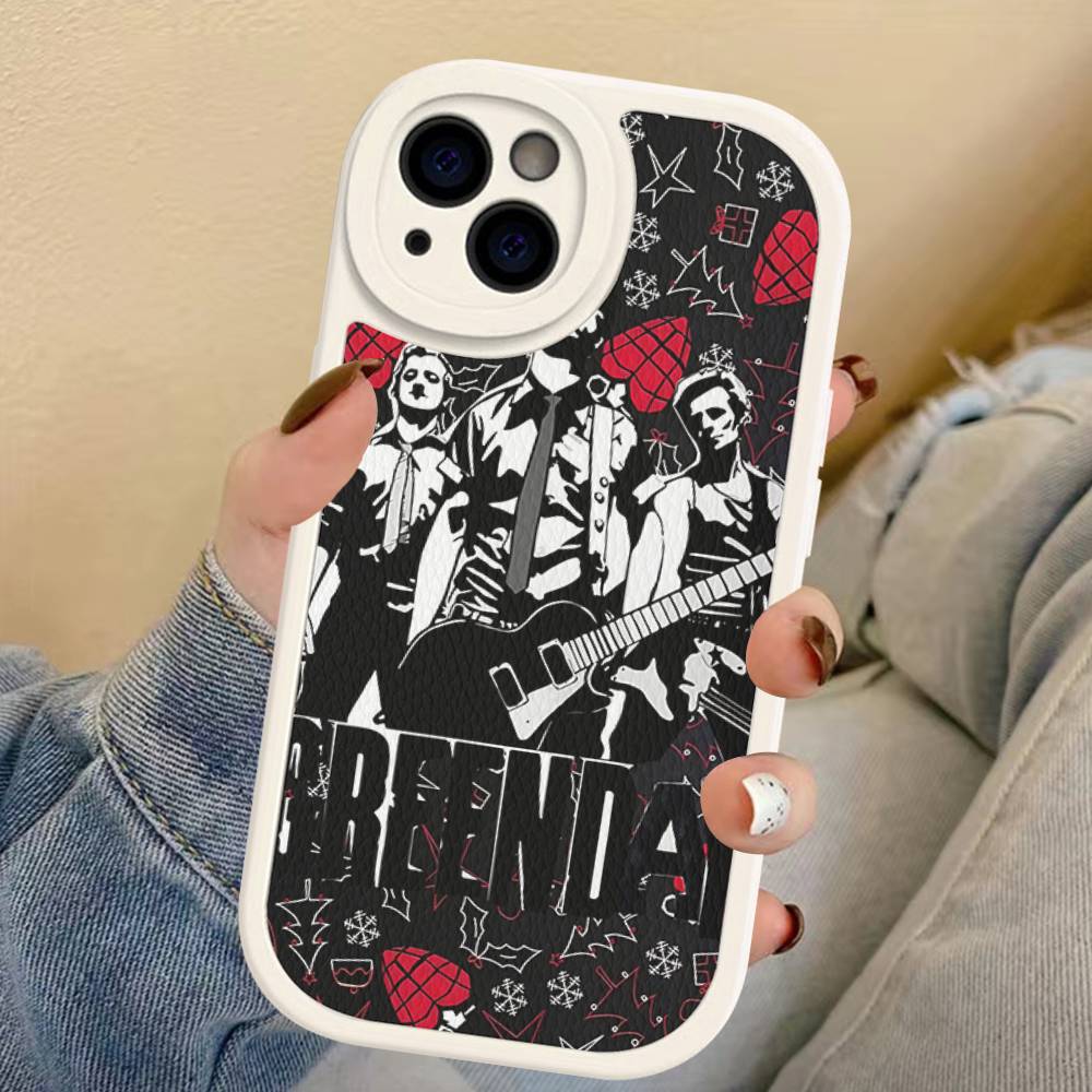 Rock Band G-Green Day Leather Phone Case For IPhone 15 14 13 Pro Max 12 11 16 Plus Phone Cover