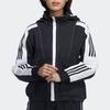 adidas Striped Colorblock Hooded Jacket Women Jackets Black GP0634