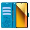 Für Xiaomi Redmi Note 13 4G Kratzfeste Handyhülle PU-Lederhülle Bedruckt Schmetterling Floral Ständer Handyhülle
