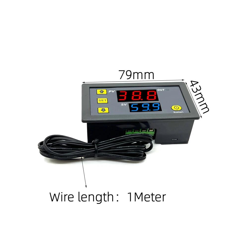 W3230 DC 12V 24V AC110-220V Probe Line Digital Temperature Control LED Thermostat Regulator Heat/Cooling Control Thermoregulator