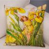 Vintage Floral Girl Pillowcase Decor Cute Cartoon Flower Elf Fairy Tale for Sofa Home Pillow Case Soft Plush Cushion Cover,(3)