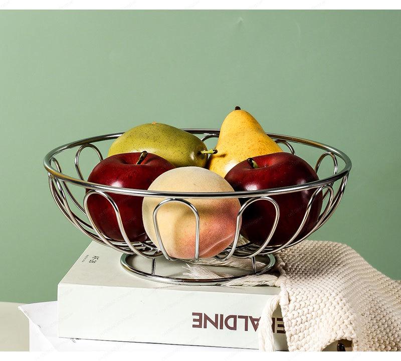 Sturdy 304 stainless steel bread basket fruit basket living room household coffee table fruit plate vegetable basket ornament