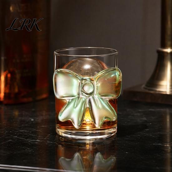 Heat Resistant Glass Tumbler Bow Cup, Breakfast Milk Coffee Mug, 300ml Whiskey for Decorative Transparent Cup Juice, Tea Home Bar Decor Gift