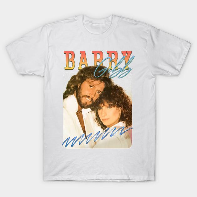

Men Black Print T-shirt Vintage Aesthetic Barry Gibb 80S No-Cut Transfer Paper Print Cotton Tshirt 2XL