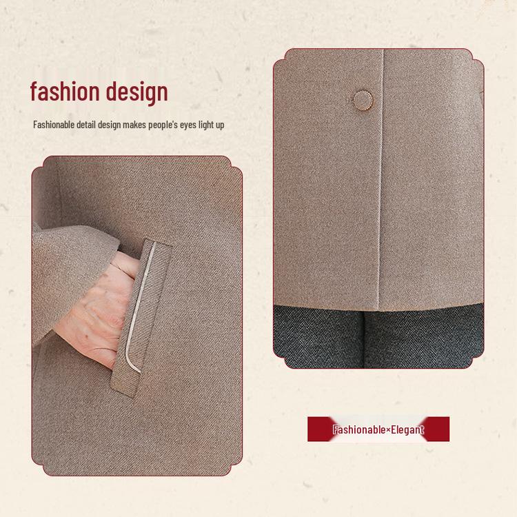 Mom's Stylish Winter Wool Jacket - Chinese Design for Middle-aged and Elderly Women