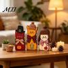 2D Flat Cat Ornaments 3Pcs Christmas Wooden with Hat and Bow Tie, Decorative Decor Thanksgiving Tabletop Figurines, Cute Desktop Decoration