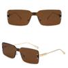Metal Square Frameless Sunglasses For Men Women Outdoor Shades Anti UV Sun Glasses